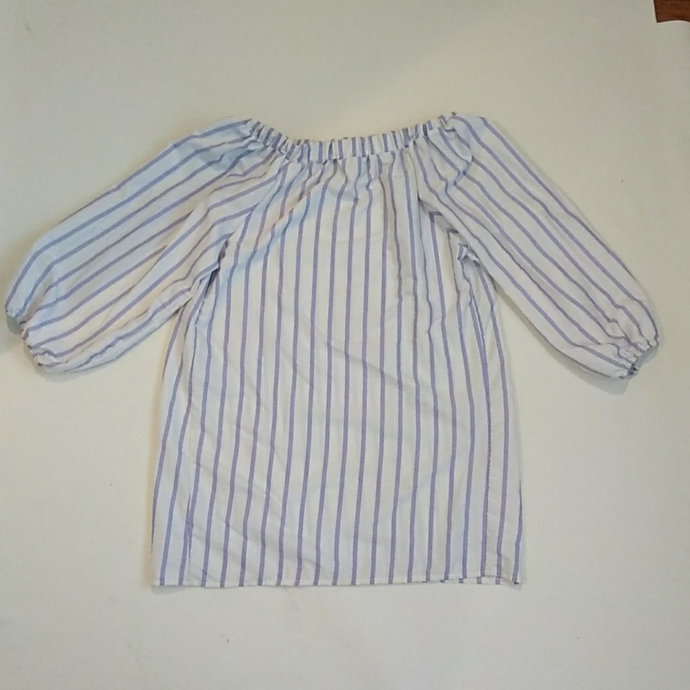 White+Periwinkle Off -Shoulder tunic 3/4 sleeve